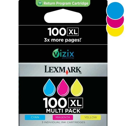 [CAR14N0850E] Cartouche Lexmark n°100 XL C+M+Y